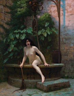 aweekofkindness:  Jean-LÃ©on GÃ©rÃ´me - Truth Coming Out of the Well Armed with a Whip to Punish Mankind (1895) 