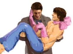 gay-erotic-art:  impala1:  No clue to artist but it is so sweet!   I’ve only started watching the TV series Supernatural and was completely unaware of the amount of gay fan art there is devoted to this show. I guess it’s not surprising considering