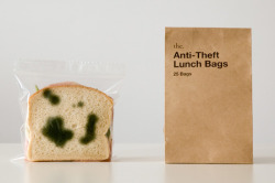 modernate:  Anti-Theft Lunch Bags by the.If you’re tired of having your food stolen by your slick coworkers or roommates worry no more! Anti-Theft Lunch Bags are sandwich bags that have green splotches printed on both sides, making your freshly prepared