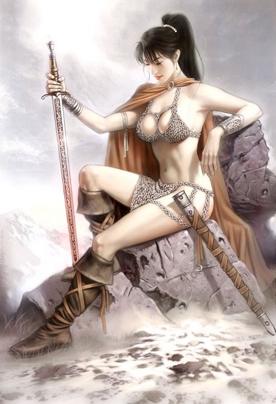 Beautiful warrior women sword