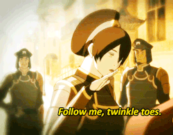 avatar-parallels:  avatar-parallels:   Aang: Toph, I’m 40 years old. You think you could stop with the nicknames? Toph: Afraid not.  I collected all the times Toph has called Aang “Twinkle Toes” :D EDIT: Darn, I didn’t put an “l” in the last