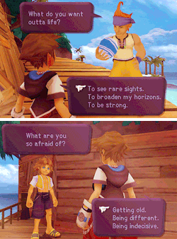 sephirona:  The only thing that used to bother me about this part of the game was that it might have been better if Tidus said “What are you most afraid of?” instead of “What are you so afraid of?” Mostly because the other two questions are more