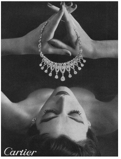 hoodoothatvoodoo:  Dovima for Cartier advertising, Vogue, 1954 