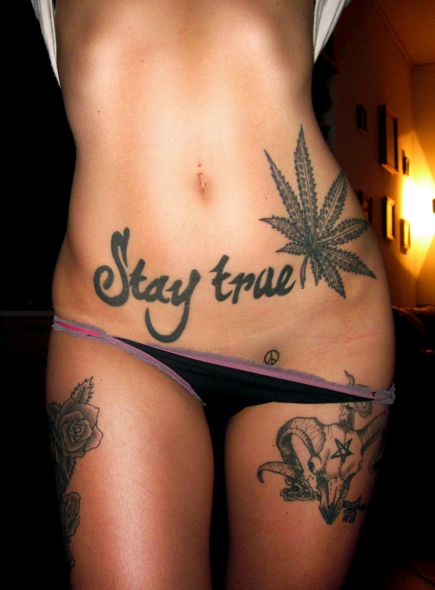 Weed tattoo on butt