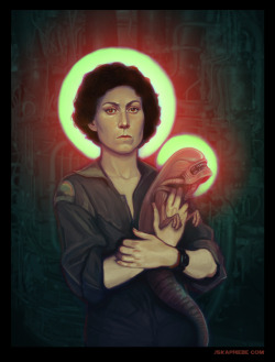 call-of-cthulhu:  intotheoven:  fer1972:  “Ellen Ripley” (Madonna and Child) A piece in my upcoming solo show “Stellar: The Women of Science Fiction” at 303 North Studio in Las Vegas, July 5th- July 31st. Thank you Jska!  HOLY CRAP.  I agree.