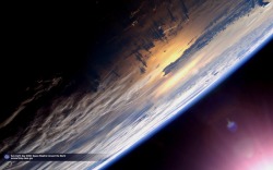 thescienceofreality:  Earth and Sun Tilted &amp; Earth and Sun. [Click links for full high res. images.] ‘The Setting of the Sun Over the Pacific Ocean and a Towering Thundercloud, July 21, 2003 As Seen From the International Space Station (Expedition