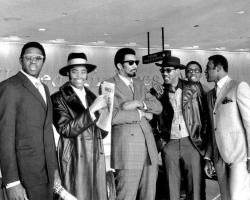1969 New York Knicks [L-R] Willis Reed,Walt Frazier, Nate Bowman, Cazzie Russell, and Dick Barnett 