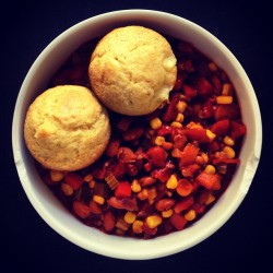 Alright, more cooking. Vegetarian chili and pineapple honey cornbread! 