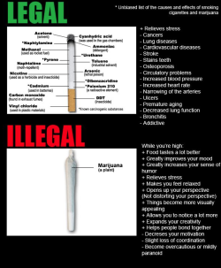 pussy-plunger:  fadeddcolors:  (via imgTumble)  would have been a better argument if they had a glass of alcohol everyone i know who drinks regularly gets beaten up, arrested, gets injured and end up hurting other people.everyone i know who smokes weed
