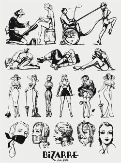 vintagegal:  Illustrations by John Willie for Bizarre Magazine c. 1950’s 