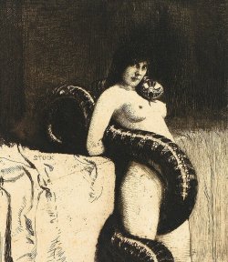 wickedknickers:  kirgiakos: Franz von Stuck - “Sensuality” , etching , c.1898 