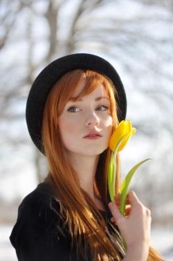 Yellow tulip &amp; the redhead.