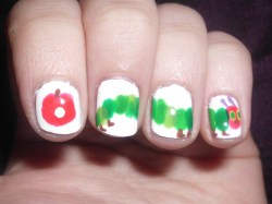 nailpornography:   The Very Hungry Caterpillar :)  Submitted by glitter-fingers01 Like these nails? GO VOTE BEFORE 12 AM EST 