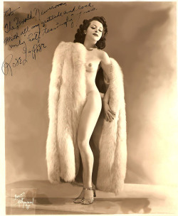    Rose La Rose Vintage 50’s-era promo photo personalized: “To The Herald Newsroom — With all my gratitude and love, only &ldquo;half teasingly&rdquo; yours — Rose La Rose ”..   