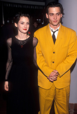 ohyeahpop:  Winona Ryder &amp; Johnny Depp, Cry Baby Premiere, 1990. 