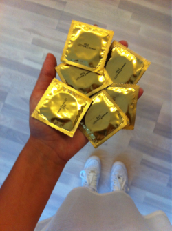 mcmxcclothing:  Gold Gucci Condoms 