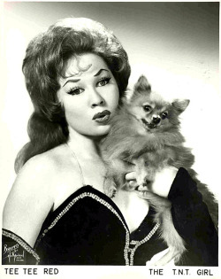  Tee Tee Red   aka. “The T.N.T. Girl”!! Posing in this promo photo, with her doggie.. 
