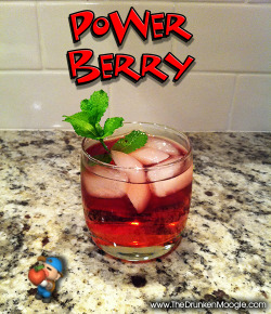 thedrunkenmoogle:  Power Berry (Harvest Moon cocktail) Ingredients:1.5 oz. Spiced rum.5 oz Coconut rumFill with Cranberry juiceSprig of mint  Directions: Pour spiced rum and coconut rum in a lowball glass over ice. Add cranberry juice to fill and stir.