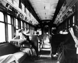 gnossienne:  Interior of train car used on the elevated railroads in New York City (1920) 