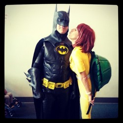 I asked Batman for a kiss but he didn&rsquo;t hear me, he was too busy thinking about JUSTICE. #sdcc (Taken with Instagram)