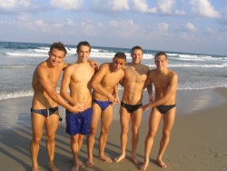 Next to all those Speedos, board shorts look pretty ridiculous.