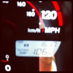 My car says its 106 outside, that&rsquo;s why I&rsquo;m about to be inside.. bucked naked under the AC! #ahhh #summertime #TooHot #whew (Taken with Instagram)