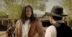 mr100grams:  liquorsexandtattoos:  always reblog   What the Fuck is Waka doing in the old west slapping slave masters? On a Segway and a leather! 