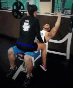 awesomephilia:  shawna-marie:  Supposedly there is a new study that says when a woman sits on a guy’s hips when he is doing a chest press, his testosterone rises up to about 97.9% which promotes strength and muscle growth.  Probably not the only thing