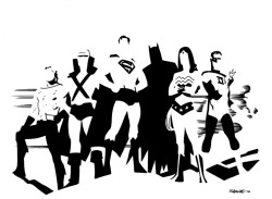 enochliew:  Minimalist JLA by Chris Samnee The sketch is for sale but at a whopping 躔. 