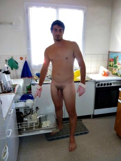 naked guys in kitchens