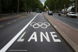 olympics:   A road is marked out with an Olympic Games Lane on July 17, 2012 