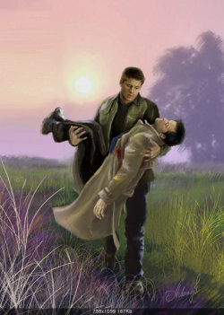 gay-erotic-art:  impala1:  Marked by artist lower right   I’ve only started watching the TV series Supernatural and was completely unaware of the amount of gay fan art there is devoted to this show. I guess it’s not surprising considering how hot