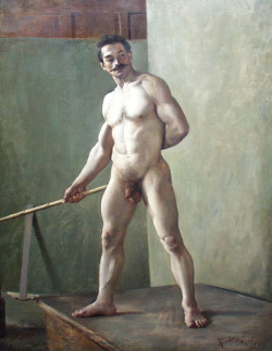mrsramseysshawl:  Jan Preisler (Czech, 1872-1917), Standing Male Nude, 1893 