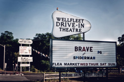 speedofmyshutter:  Wellfleet drive-in. I’m thinking of swapping out the movie names for Attack of the 50 Foot Woman and Plan 9 from Outer Space to complete the look. 