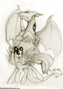 My Little Pokemon Trainer Commission for http://confusedmissflower.deviantart.com/ I had so much fun drawing Charizard