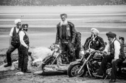 motolady:  Sikh motorcycle club candid from Vancouver, BC. A Sikh Motorcycle club was doing a photoshoot on the beach and I was able to grab a few candids between their shots. (Brian Kushniruk) 