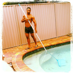 thegaysideofbi:  Ryan Tongia   The Pool Guy Bulge | Muscles | Underwear