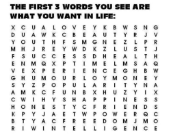 joshniqqa:   Our psychological state allows us to see only what we want/need/feel to see at a particular time. What are the first three words that you see?  Intelligence, love and money these things mean so much to me and fuck this is fucking scary 