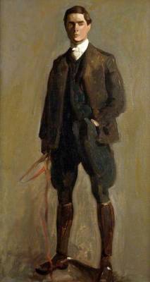 Brian Hatton (English, 1887-1916), Self Portrait in Hunting Kit, 1903. Oil on board. Hereford Museum and Art Gallery.