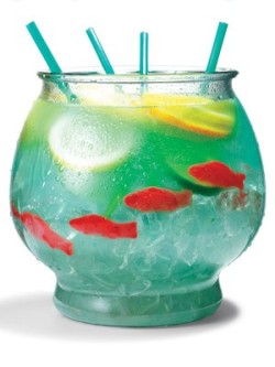 indulging-inaccuracy:  clarri:  oooeygooeygoodness:  The Fish Bowl Ingredients ½ cup Nerds candy½ gallon goldfish bowl5 oz. vodka5 oz. Malibu rum3 oz. blue Curacao6 oz. sweet-and-sour mix16 oz. pineapple juice16 oz. Sprite3 slices each: lemon, lime,