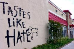 veronox:  man-shower:  veronox:  xxstrikerfoxx:  This was spray painted onto a wall of a Chick-Fil-A. THIS is NOT a crime but, what the people at Chick-Fil-A-holes are doing IS A CRIME! Not only are they anti-gay but, the foundation that they are a part