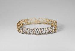opus53:  Rene Jules Lalique, Collaret, Gold, enamel, diamonds, ca. 1900