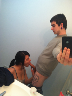 straight-couples-in-the-mirror:  guy with phone getting cock sucked