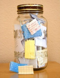 wasntthatafunnyday:  inside-the-lenss:  Start the year with an empty jar and fill it with notes about good things that happen. On New Years Eve, empty it and see what awesome stuff happened that year.  I’m starting this next year.  AH! &lt;3