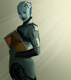 theenkindler:  Reworking that Liara doodle I did a while back. I’m not sure how far I’ll take it, but I’m having fun playing with new brushes. And a random thought: I love Liara’s character, but I just realized I ship her with like three different