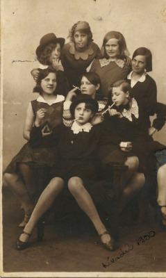 babyslime:cyprith:basedgaben:tothecabaret:    1930’s Teen Delinquents  I want to write about these girls.  When I was a teenager my mother found my grandmother’s (her mother) school scrapbook. It included things like photos, notes, and a two page