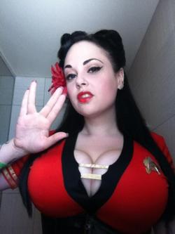 filthyguttersnipe:  Hot Geek Girl #8 is the delicious Holly Hearse who was rocking this awesome outfit at a recent Star Trek Convention. She’s most certainly the hottest Trekkie I have ever seen! You can find much more of her in the links below… iFriends