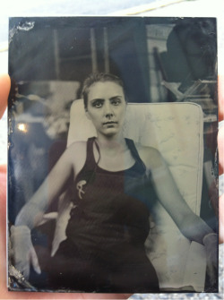 brookelabrie:  First collodion wetplate self-portrait. Last day of tutoring and the last plate of the session.
