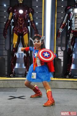 marvelentertainment:   Marvel cosplayers come in all sizes at the Marvel stage at Comic-Con International: San Diego! Photo by Judy Stephens (Source: marvel.com)  