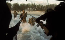 vietnamwarera:  US Marines splashing onto the beach at Cape Batangan, 1965. 